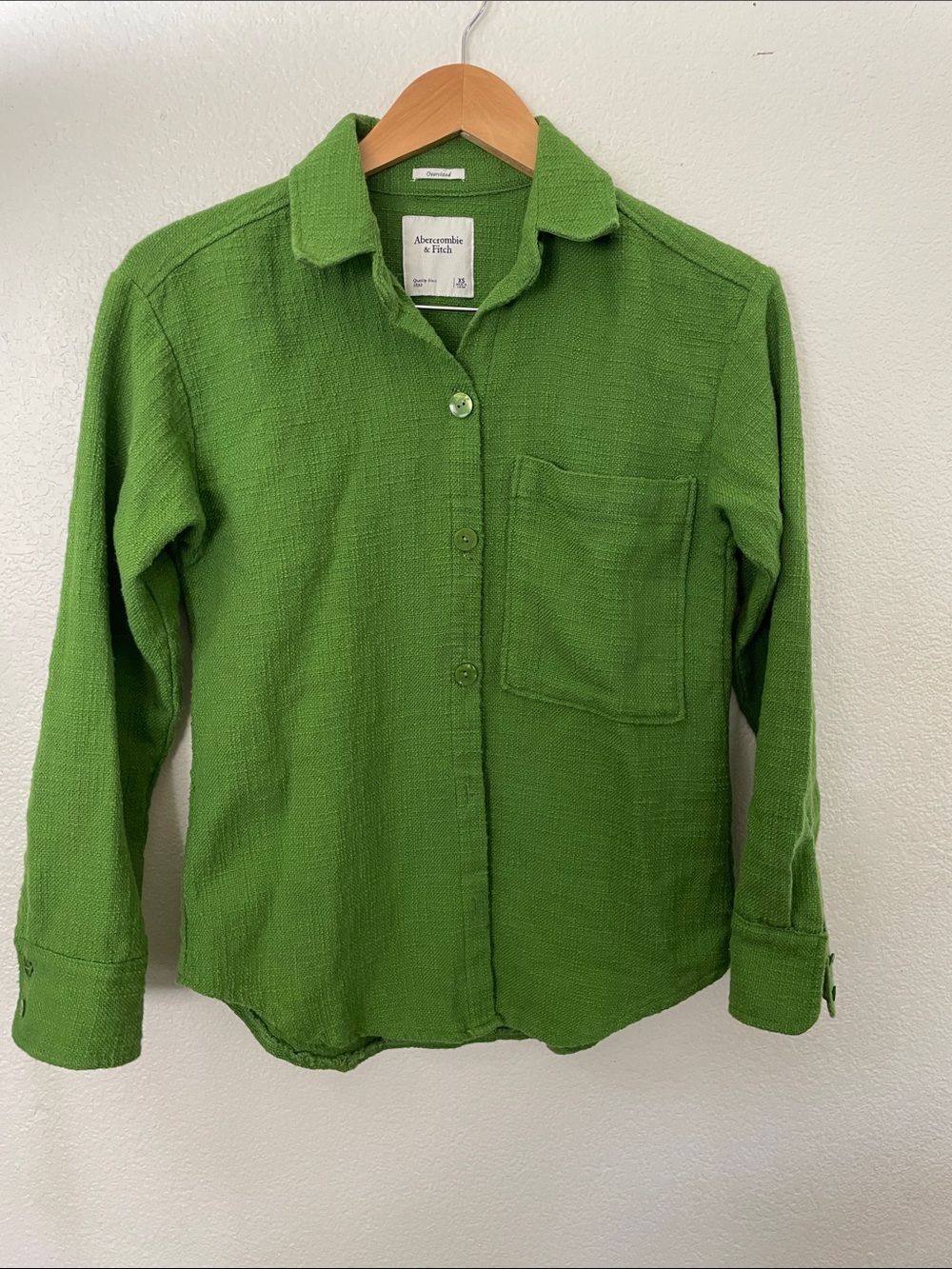 Abercrombie & Fitch Bright Green shacket oversized Xs fall 17x27